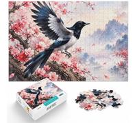 Magpie Cherry Blossom Tree Wooden Jigsaw Puzzle 1000 Pieces, Hobby Gift | A hands-on home pastime - a practical indoor pastime at home.