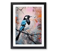 Magpie Colour Field Framed Print | A2 Black Framed Wall Art | Ready to Hang | Modern Nature Picture | Living Room Bedroom Lounge Office