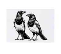 'Magpie Couple' Temporary Tattoo - Water Resistant, Skin-Safe, Non-Toxic Transfer (TO00085329)