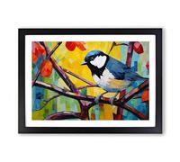 Magpie Cubism Framed Print | A2 Black Framed Wall Art | Ready to Hang | Cubist Nature Picture | Living Room Bedroom Lounge Office