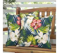 Magpie Fabrics Pack of 2 Outdoor Waterproof Throw Pillow Covers 18 x 18 Inch, Decorative Cushion Sham Pillowcase Shell for Garden Patio Balcony(Midnight Floral)
