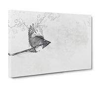 Magpie in Flight in Abstract Canvas Print for Living Room Bedroom Home Office Décor, Wall Art Picture Ready to Hang, 30 x 20 Inch (76 x 50 cm)