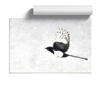 Magpie in Flight | Unframed Wall Art Print | Ready to Frame Poster | Modern Home Decor Picture | Artwork for Living Room, Bedroom, Kitchen or Office | A4 (21x29.7 cm)