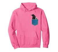 Magpie Shirt Crow in a Pocket Cute Clever Crow Blackbird Pullover Hoodie, Adult Unisex, Bright Pink, Small