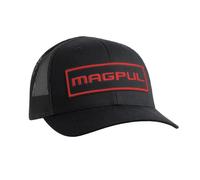Magpul Trucker Hat Snap Back Baseball Cap, One Size Fits, Wordmark Patch Black/Red