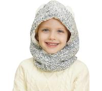 Magracy Baby Toddler Kids Winter Warm Knitted Hood Hat for Girls Fleece Lined Knit Hat Scarves with Ears L