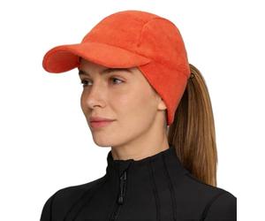 Magracy Fleece Beanie Cap with Fold Down Ear Warmer Winter Reflective Ponytail Hat for Women Men Baseball Cap Outdoor Orange