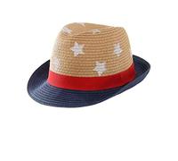 Magracy Kids Boys Short Brim Straw Hat Summer Sun Protection Hat for Baby Toddler Fedora Beach Hat Red Band S
