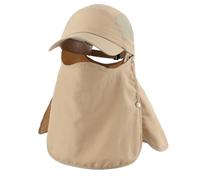 Magracy Men‘s UPF 50+ Sun Cap with Neck Protection & Face Mask UV Protection Fishing Cap Breathable Adjustable Outdoor Hat Khaki