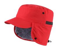 Magracy Outdoor Men's Winter Baseball Cap with Visor Warm Earflap Hat Faux Fur Trapper Hunting Hat Ski Snow Red