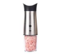 Magracy Single Gravity Electric Salt & Pepper Grinder USB Rechargeable Automatic One Hand Operated Mill for Kitchen BBQ Adjustable Coarseness Silver Single
