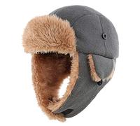 Magracy Toddler Boys Outdoor Winter Fleece Trapper Hat Kids Warm Earflap Hats Windproof Pilot Aviator Cap Dark Grey S