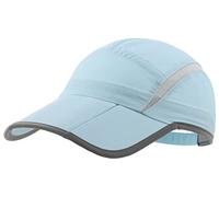 Magracy Unisex Quick Drying Sports Cap Summer Foldable Running Cap with Reflective Brim Outdoor Breathable Mesh Hat Light Blue