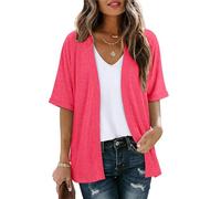 Magritta Lightweight Cardigans for Womens Kimono Casual Loose Short Sleeves Open Front Long Cardigan Sweaters Summer Jacket Boho Beach Cover Ups Watermelon Red X-Large, 18-20