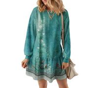 Magritta Winter Dresses for Women UK Plus Size Knitted Long Sleeve Flowy Oversized Maternity Shift Dresses Fall Clothing Floral Green X-Large, 18-20