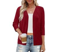 Magritta Womens Cardigan Long Sleeve Crop Tops Going Out V Neck Basic Oversized Jumper Ribbed Knit Lightweight Outerwear Summer Boho Ladies Cardigan Red, 22-24
