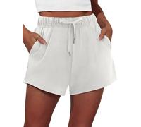 Magritta Women's Shorts Activewear Casual Loose Drawstring Summer Solid Quick Dry Ladies Workout Gym Shorts with Pockets White Large, 16-18
