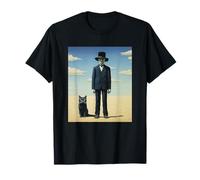 Magritte Meets Strange Cat: Funny Cat Portrait Parody Art T-Shirt