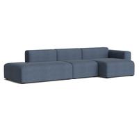 Mags Sofa 3-seater Combination 4 Low Armrest with armrest right Hay Fabric Turf Blue grey - 5710441433910