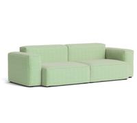 Mags Soft Sofa 2,5-seater Combination 1 Low Armrest Hay Fabric Tartaglia Green/White with Beige Stitch - 5710441372585