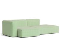 Mags Soft Sofa 2,5-seater Combination 3 with armrest right Hay fabric Tartaglia green/white with beige stitching - 5710441373506