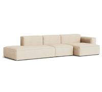 Mags Soft Sofa 3-seater Combination 4 Low Armrest Armrest right Hay Fabric Bolgheri LGG60 with beige stitching - 5710441374336