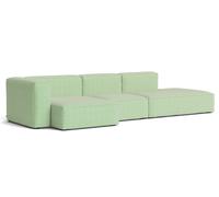 Mags Soft Sofa 3-seater Combination 4 with armrest left Hay Fabric Tartaglia green/white with beige stitching - 5710441375104