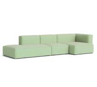 Mags Soft Sofa 3-seater Combination 4 with armrest right Hay Fabric Tartaglia green/white with beige stitching - 5710441375142