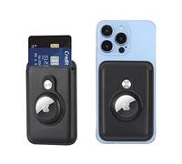 REMOJANO Snap-on MagSafe Card Wallet with Built-in AirTag Pocket, AirTag Case & Magnetic Card Wallet, Compatible for iPhone 12/13 Series (Black)