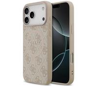 MagSafe Case For iPhone 17 Pro Max Faux Leather Guess Pink Logo Gold