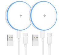 MagSafe Charger 2 Pack 15W Magnetic Wireless Charger Fast Charging Pad Compatible with iPhone 17/16/15/14/13/12 Series & AirPods 4/3/2/Pro Magnetic MagSafe Charging Pad with Dual Ports