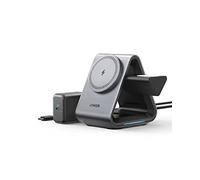 MagSafe Charger, Anker MagGo Charger (3-in-1 Station), MFi-Certified 15W Max Fast Charging, Compatible with iPhone 16/15/14/13/12, Apple Watch S8/7/6, AirPods 3/Pro (30W USB-C Charger Included)