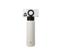 MagSafe compatible 24oz water bottle for hot/cold drinks, stainless steel, with a magnetic mobile phone holder, perfect for active lifestyle, sign language, hands free tripod. (Cream)