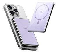 MagSafe Magnetic Power Bank, 10000 mAh 13.5 mm, 20 W USB C Small Power Bank, Magnetic Wireless External Mobile Phone Batteries for iPhone 16 Pro/15/14/13/12 Series, Strong Protective Glass (Purple)