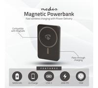Nedis MagSafe Power Bank 5000 mAh For iPhone 16 15 14 13 12 Plus/Pro/Pro Max