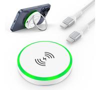 Magsafe Wireless Charger Stand for iPhone 16 Pro Max/16 Pro/16 Plus/16/15 Pro Max/15/14/13/12 Series and AirPods, 15W Magnetic Fast Charging Pad - White