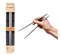 MAGSTICKS Magnetic Titanium Chopsticks | Lightweight & Multipack Reusable Chop Sticks w/ Recycled Polyester Pouch & Grooved Notches on Tips | Ideal as Dinnerware, Backpacking, Camping Eating Utensils