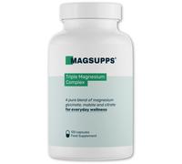 MAGSUPPS Triple Magnesium Complex - 300mg of Pure Magnesium Glycinate, Malate & Citrate for Muscles, Calm, Sleep & Energy - 120 Ca