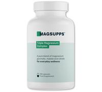 MAGSUPPS Triple Magnesium Complex for Muscles, Calm, Sleep & Energy - 300mg of Pure Magnesium Glycinate, Malate & Citrate - 120 Capsules - 40 Servings - UK Made - Lab Tested - No Fillers