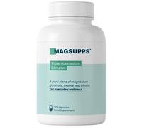 MAGSUPPS Triple Magnesium Complex - Glycinate, Malate, Citrate - 100% Pure, Fully-Chelated, Non-Buffered - 120 Capsules - UK Made - Lab Tested - No Fillers