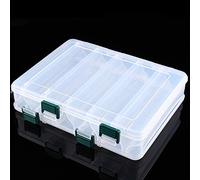 MAGT Fishing Tackle Box, 12-Compartment Lure Box - Double-Sided Plastic Baits Storage Box Organizer - 20 x 15.5 x 4.5 CM (Silver)