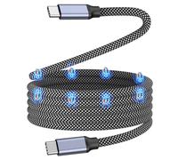 Magtame 240W Magnetic USB-C to USB-C Cable,Type C Fast Charging Cable 1m | Black, Magnetic self-coiling cable, Tidy your space，Retractable, Nylon, Tangle-Free, for iPhone 17-15，Mac, Galaxy, tablets
