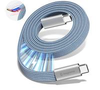 Magtame Flat 240W Magnetic USB C to USB C Cable, 1.5M 5A Nylon Braided Fast Charging Type C Cable for iPhone 15/15 Pro/20 Pro Max, Samsung, MacBook