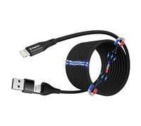 Magtame Magnetic Coiled iPhone Charger Cable 2 in 1, 1.5M Multi Fast Charging Cable USB A/C to Lightning Cord, Data Transfer Braided Cord MFi Certified Compatible with iPhone 14 Pro 13 12 11 XR XS SE