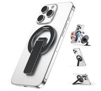 Magtame Magnetic Phone Stand Grip, Double-Sided Strong Magnetic Desk Holder for Mag&safe and Smartphone, Foldable Adjustable Kickstand Black