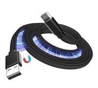 Magtame Magnetic USB A to USB C Cable 3.3ft/1m, Coiled 3A Fast Charging Flat USB-C Cable, Organized Anti-Tangle Braided Data Sync Type-C Charger Cord