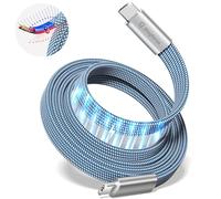 Magtame Magnetic USB C Cable,1M Flat 240W/5A C to C Fast Charger Cable,Blue | Nylon-braided, Coiled retractable charging cable, Neat & tangle-free, for iPhone 17-15, Samsung, MacBook and USB-C devices
