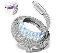Magtame Magnetic USB C Cable,1M Flat 240W C to C Fast Charger Cable,Silver