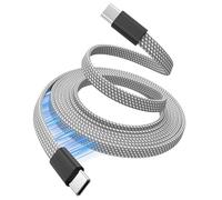 Magtame Magnetic USB C Cable, 5ft Flat Coiled Type C to USB C 60W(3A) Fast Charging Cord, Retractable and Flexible, Compatible With iPhone 15 Pro Max, Samsung, Pad - Silver