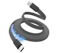 Magtame Magnetic USB C Cable, 5ft Flat Coiled USB C to USB C Cable 60W(3A), Retractable Type C Fast Charging Cable, Flexible USB C Cord Compatible for iPhone 15 Pro Max,Samsung,Pad, Black